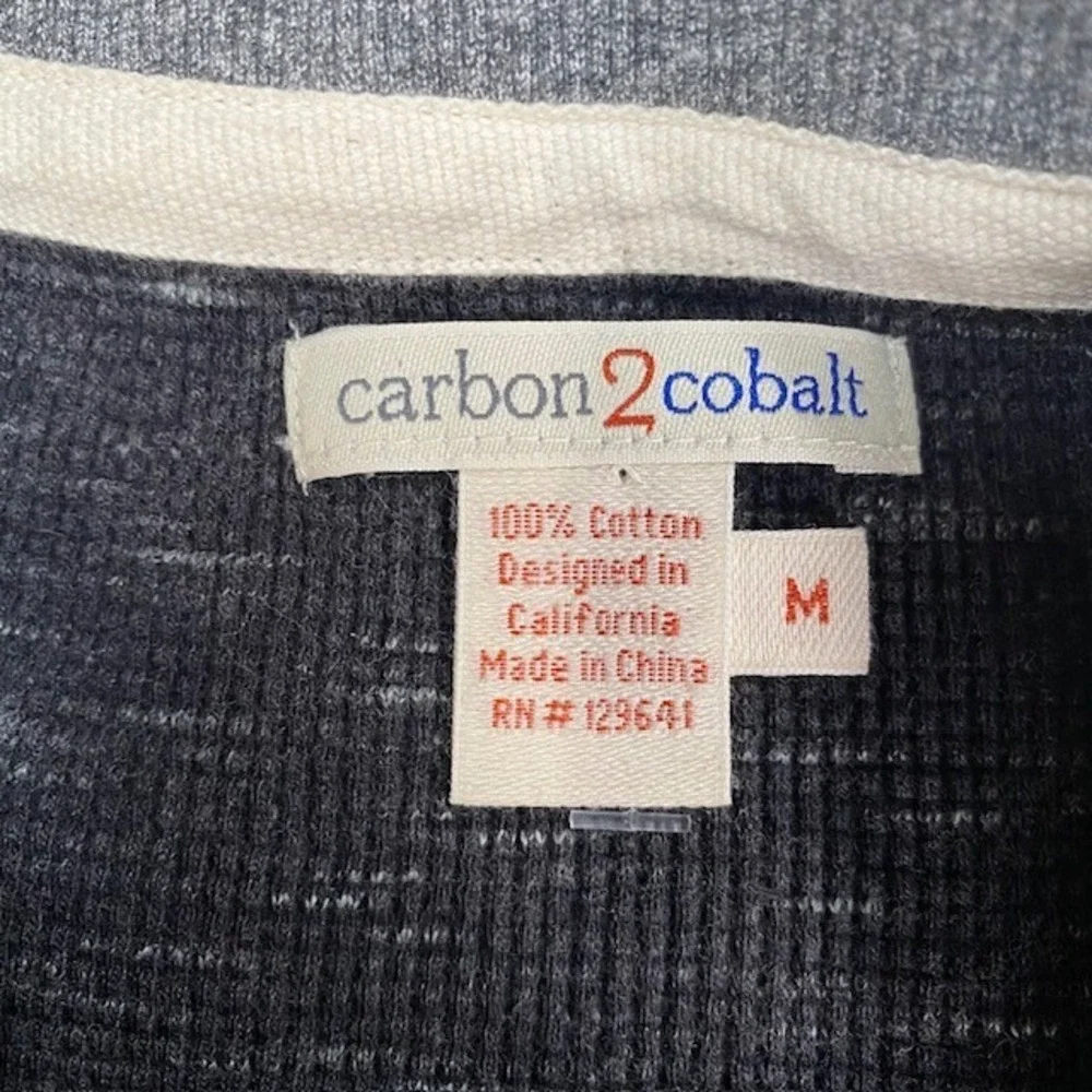 Carbon 2 Cobalt Mens Charcoal Heathered Thermal Knit‎ Long Sleeve Shirt Size M